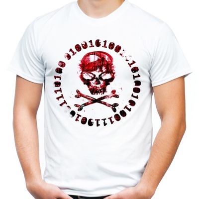 Koszulka z czaszką dla informatyka hackera 01 M