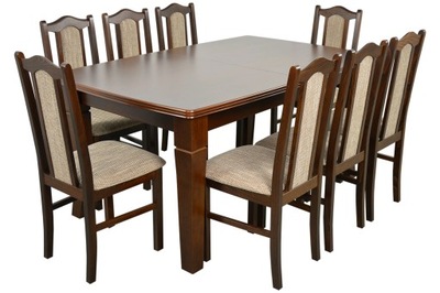 DUŻY ZESTAW Stół rozkładny do 4m i 8 krzeseł SALON