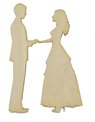 Drewniany dekor ślub Wedding para młoda 2 5cm