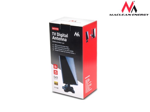 NAJMOCNIEJSZA ANTENA POKOJOWA DVBT 100dBuV FULL HD MACLEAN MCTV-970 BLACK