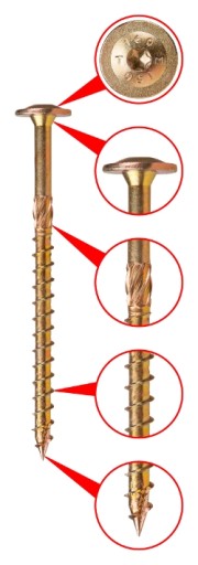 Wkręt ciesielski TORX łeb talerzowy 6x120 - 100szt