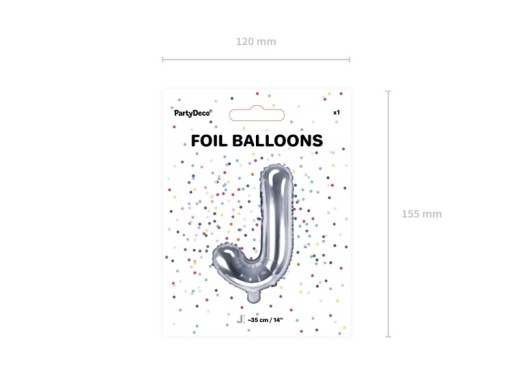 Balon foliowy J srebrny 35cm 1szt FB2M-J-018