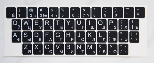 Наклейки для клавиатуры QWERTY+КИРИЛЛИЦА 11х13 мм