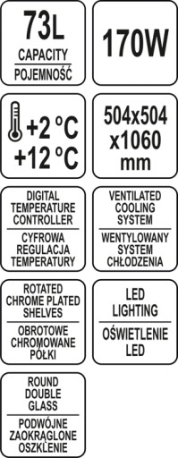 КРУГЛАЯ ОХЛАЖДАЮЩАЯ СТОЙКА ДЛЯ ТОРТОВ, 73Л LED