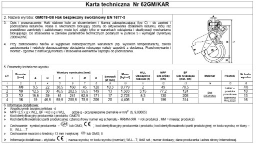 БЕЗОПАСНЫЙ КРЮК 13 мм, ШТИФТ, КЛАСС. 8/5,3Т/КЭ