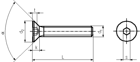 Черный конический винт M4x10 с внутренним шестигранником 10 шт.