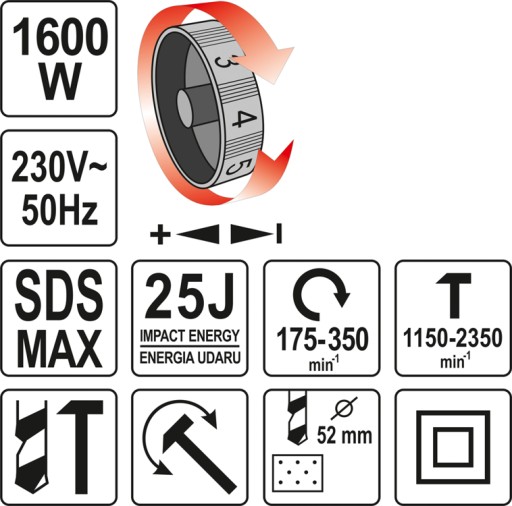 ВРАЩАЮЩИЙСЯ УДАРНЫЙ МОЛОТОК ДЛЯ РАЗРУШЕНИЯ. СДС-МАКС 25ДЖ ЯТО