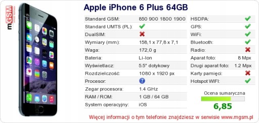 IPHONE 6 PLUS 64 ГБ КОСМИЧЕСКИЙ СЕРЫЙ