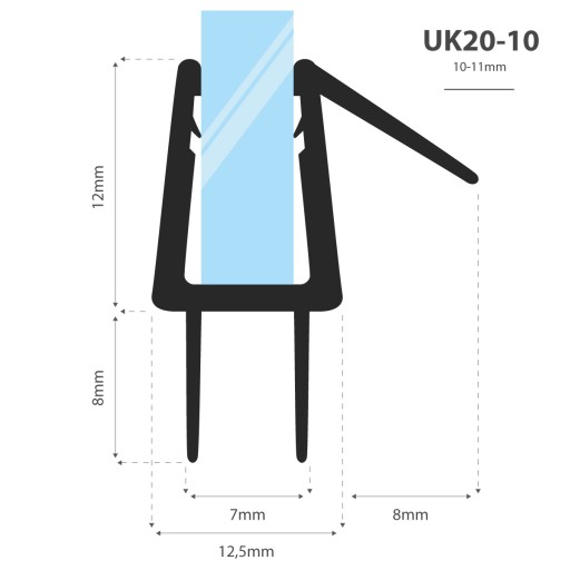 Uszczelka kabiny prysznicowej 30cm 10 11 mm UK20