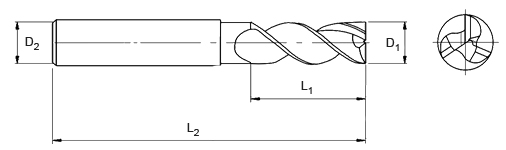 Фреза VHM для ALUMINIUM Heavy Cut, хвостовик 8 мм, хвостовик 8 мм ALU