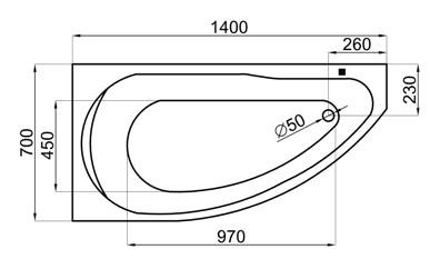 MIKI угловая ванна 140х70 см + корпус + сифон
