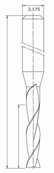 Фреза Фреза двухконечная 3.175 плоская VHM CNC