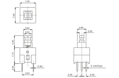 MINI PCB переключатель 7х7мм 10шт бистабильный (2724)