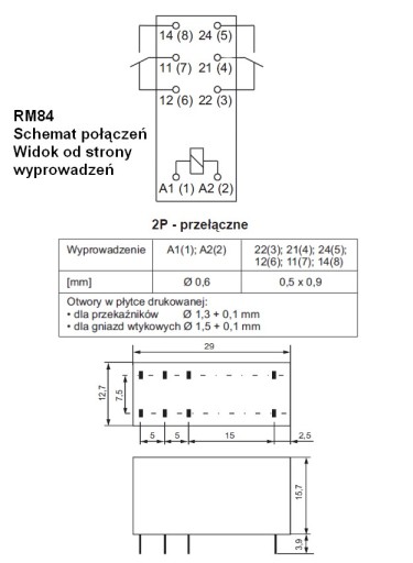 RELPOL RM84 СИЛОВОЕ РЕЛЕ 24В AC 2x 8A 2P JQX