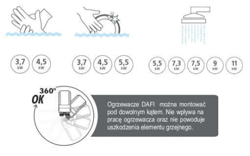 Водонагреватель DAFI 3 7 кВт 230 В с подключением
