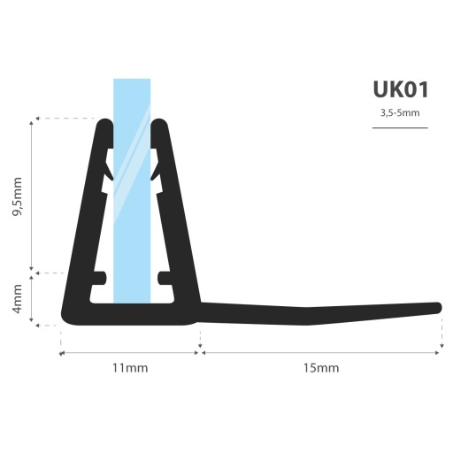 Уплотнитель для душевой кабины 70см 3,5 5 мм UK01