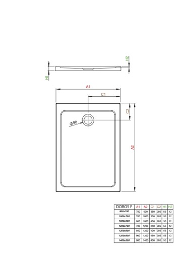 brodzik DOROS PLUS F 90x70 Radaway