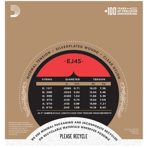 D'Addario EJ45 struny klasyk naciąg: NORMAL