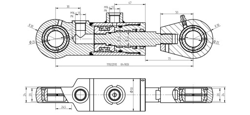 ГИДРАВЛИЧЕСКИЙ ЦИЛИНДР CJ2F 40x22x900 U25 L=1110