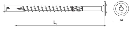 СТОЛЯРНЫЕ ВИНТЫ WKCP 10x240 TORX ШАЙБА KLIMAS 10 шт.