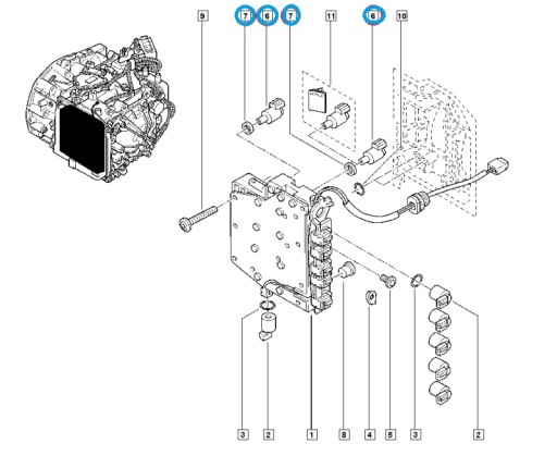 Электромагнитный клапан коробки передач, сальники, комплект Renault 7701208174 ORG