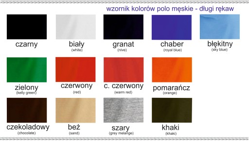 POLO MESKIE DŁUGI RĘKAW (9 KOLORÓW) HAFT r.L