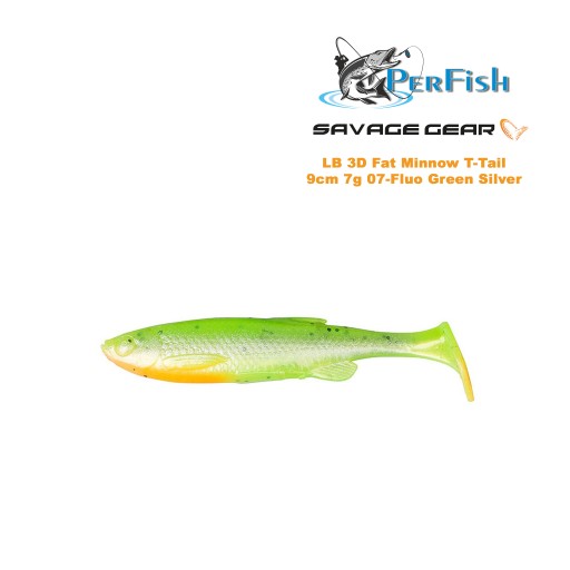 SG LB 3D Fat Minnow T-Tail 9cm 7g FLUO GREEN SILVE