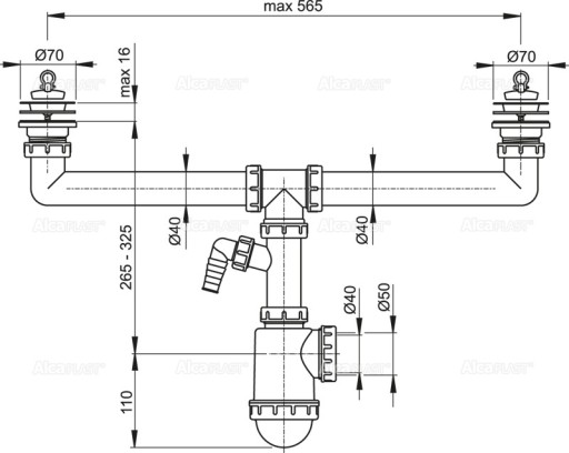 ДВОЙНОЙ СИФОН A449P-DN50/40