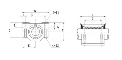 ЛИНЕЙНЫЙ ПОДШИПНИК SMA 16 GUU В КОРПУСЕ SMA16GUU