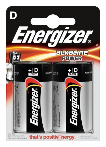 БАТАРЕЯ ENERGIZER ALKALINE POWER D LR20 1,5В 2ШТ.