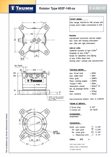 Ротатор THUMM 602 F-140 2 тонны грейферный кран HDS