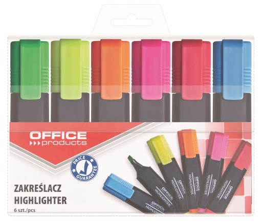 Zakreślacze OFFICE PRODUCTS Komplet 6 kolorów etui