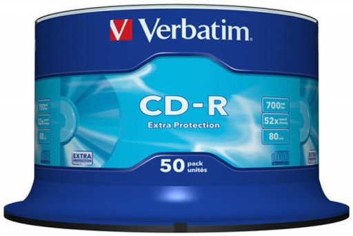 PŁYTA CD-R VERBATIM, 700MB, PRĘDKOŚĆ 52X, CAKE, 50