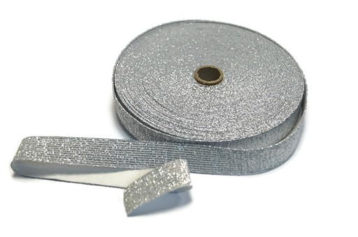 GUMA PŁASKA Z NITKĄ METALICZNĄ ZŁOTA /SREBRNA 20mm