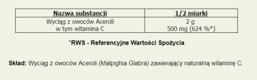 NATURALNA WITAMINA C Acerola proszek 250 porcji 250g