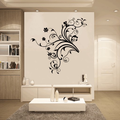 Naklejki nalepki na ścianę ścienne do salonu KWIATY ornament 100 cm
