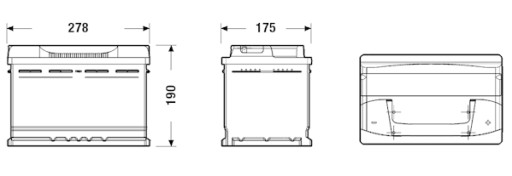 АККУМУЛЯТОР CENTRA PLUS, 74 Ач, 74 Ач, 680 А, CB740, P+, 278x175x190 мм.