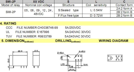 ART SONGLE Реле 5А 5В (SMI-05VDC-SL-2C)