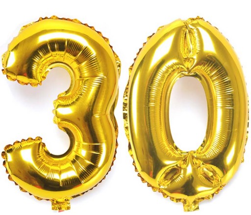 Balon foliowy Cyfra 6 złota liczba Urodziny 35cm