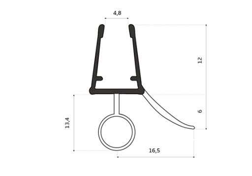 Уплотнитель душевой кабины 6-8мм UK08 80см