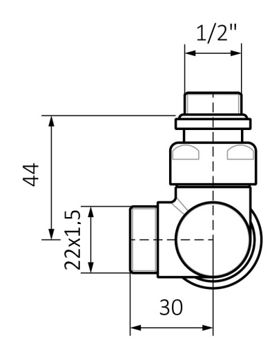 Herz Zawór H3000-TS kątowy 1/2 chrom G. Łazienkowy