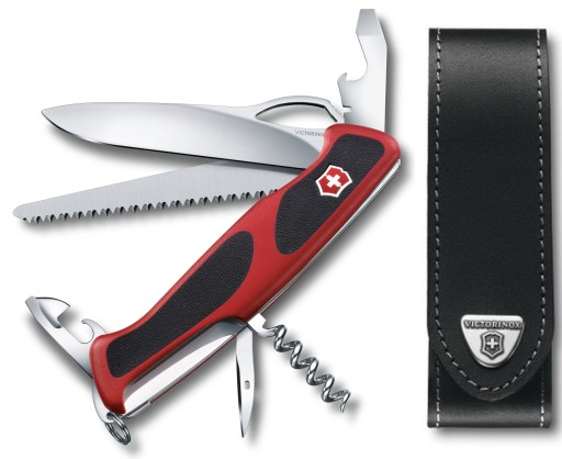 Victorinox 0.9563.MC, Карманный нож Ranger 79 M Grip + кожаный чехол 4.0505.L