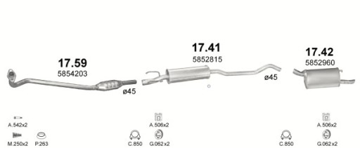 Tłumik środkowy Opel Corsa B poj.1,2+1,4