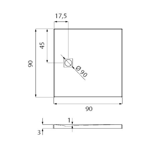 BRODZIK KONGLOMERATOWY POSADZKOWY CZARNY 90X90