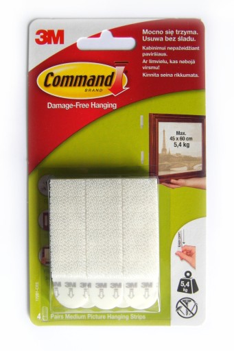 Rzepy do obrazów 3M Command średnie 8szt 5,4 Kg x2