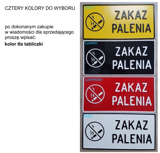 TABLICZKA ZAKAZ PALENIA - ALUMINIUM - 4 KOLORY