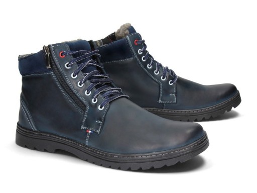 ZIMOWY TRAMPEK TRZEWIK SKÓRA SUWAK 910 NAVY 47