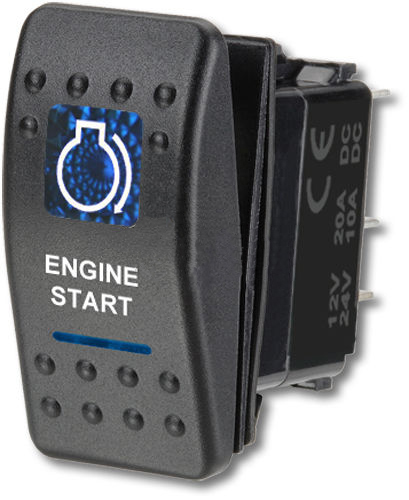 CARLING PRZELACZNIK IP68 WLACZNIK LED 12-24V 20A NIEBIESKI ENGINE START