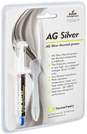 ТЕРМОПРОВОДЯЩАЯ ПАСТА AG SILVER 3г 3,8Вт/мк ЛЕЗВИЯ