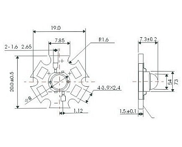 DIODA LED 3W czerwona DEEP RED 660nm powerLED na podstawce PCB